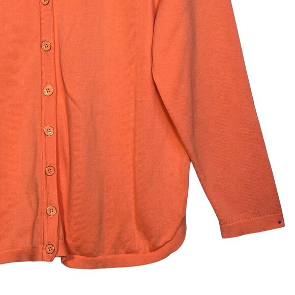 Talbots Button Front Cardigan Sweater Women‎ Size PXL Orange V-Neck Knit - Picture 4 of 13